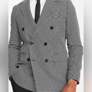 Gianni Feraud skinny fit suit jacket in herringbone black and white